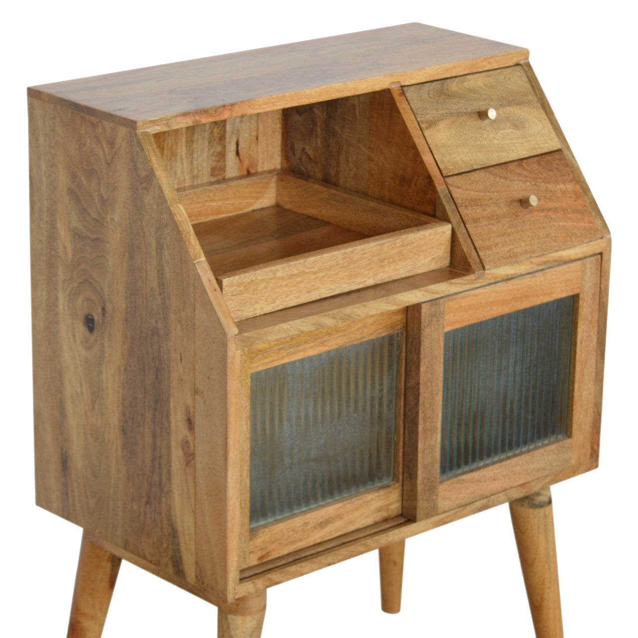 Multi Drawer Glass Bedside Table