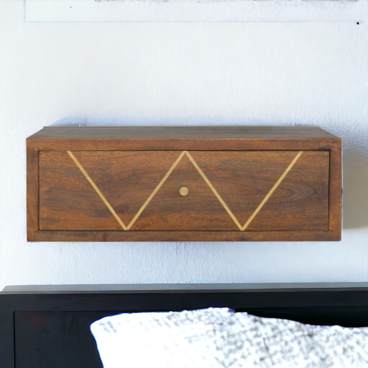 Floating Chestnut Brass Bedside