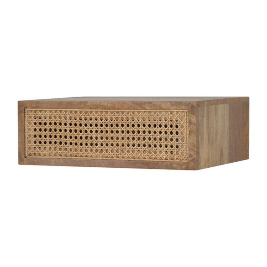 Wall Mounted Ratten Bedside Table | Oak Rattan Wall-Mounted