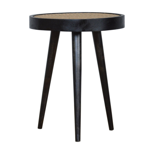 Carbon Black Rattan End Table Accent Piece
