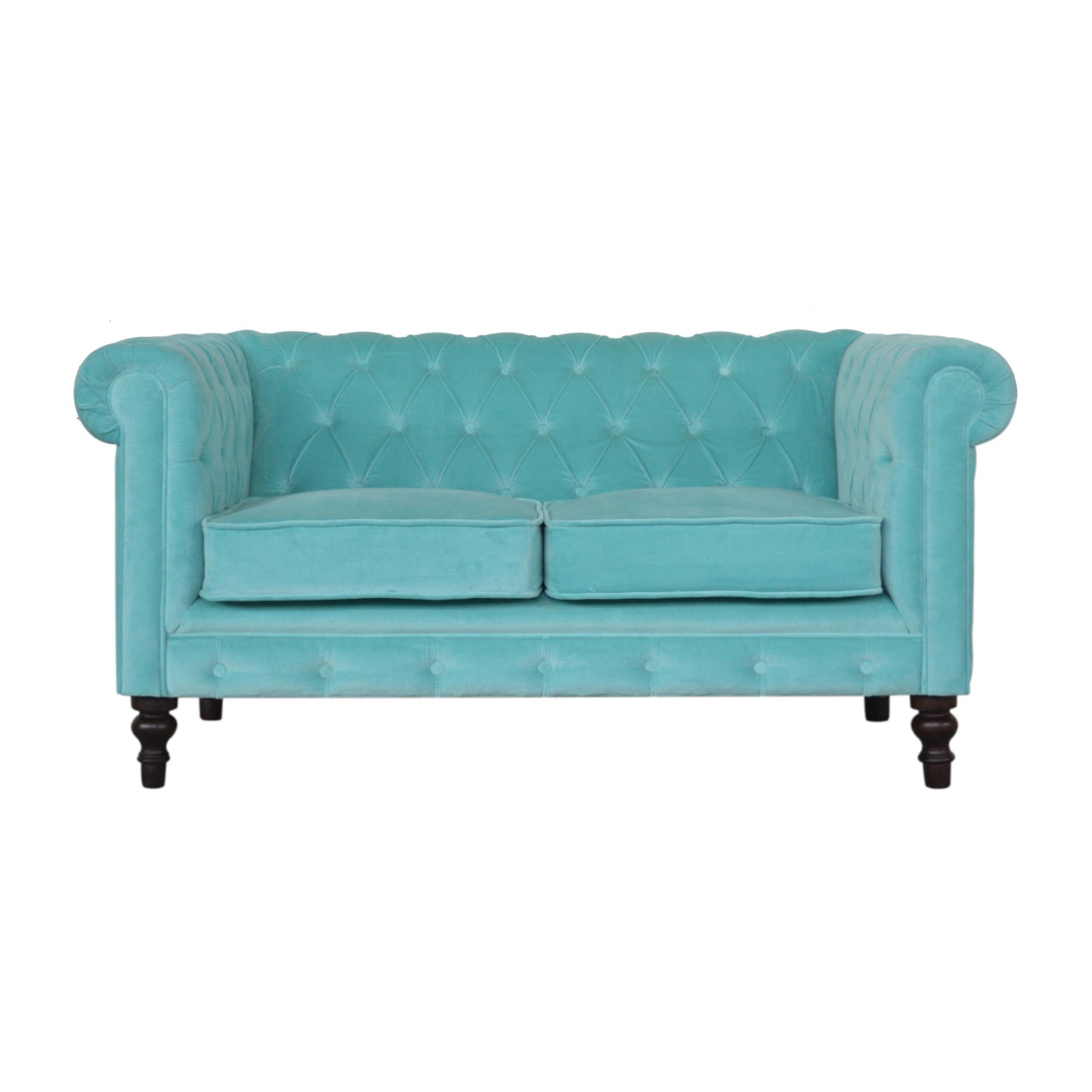 Aqua Velvet Chesterfield Sofa 2 Seater Elegant Comfort