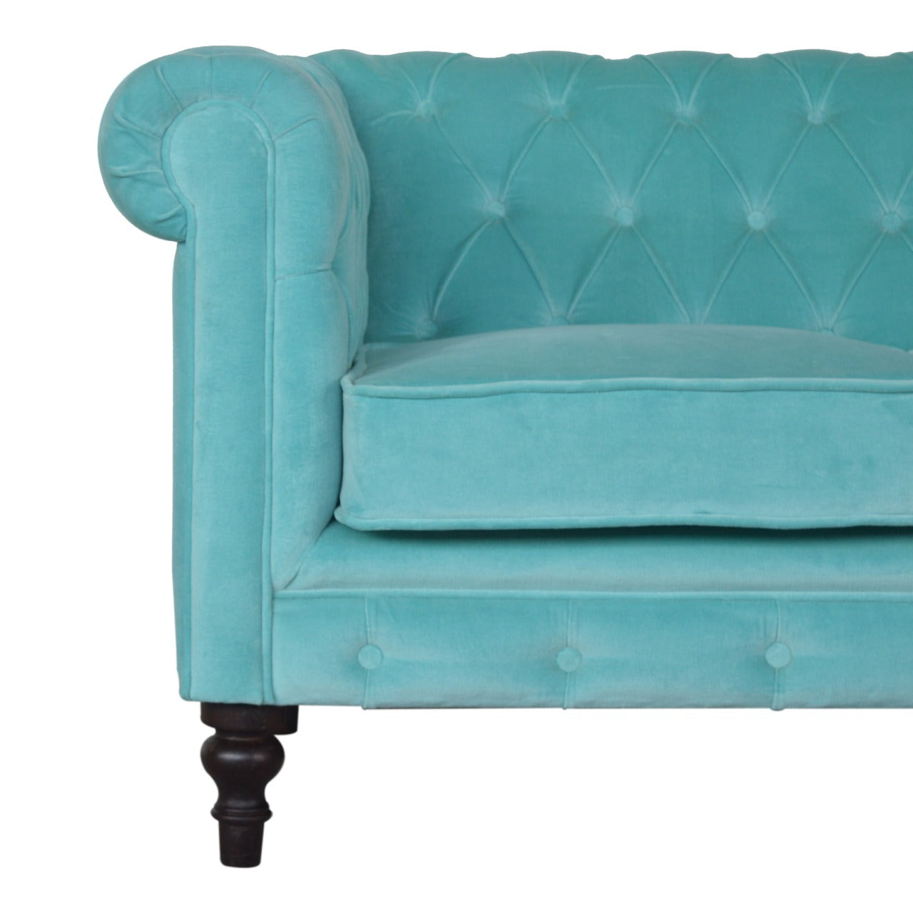 Aqua Velvet Chesterfield Sofa 2 Seater Elegant Comfort