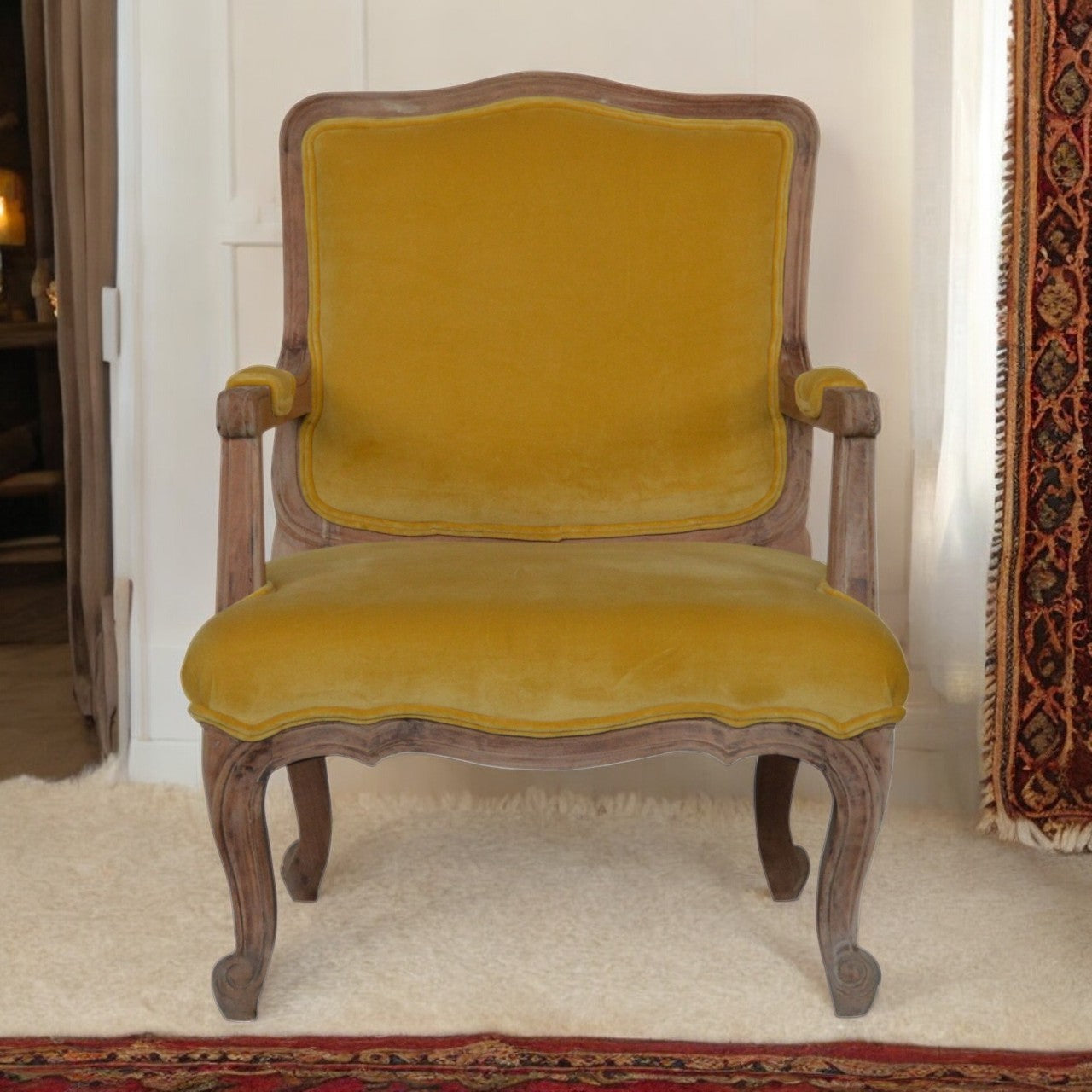 Mustard Velvet French Style Chair