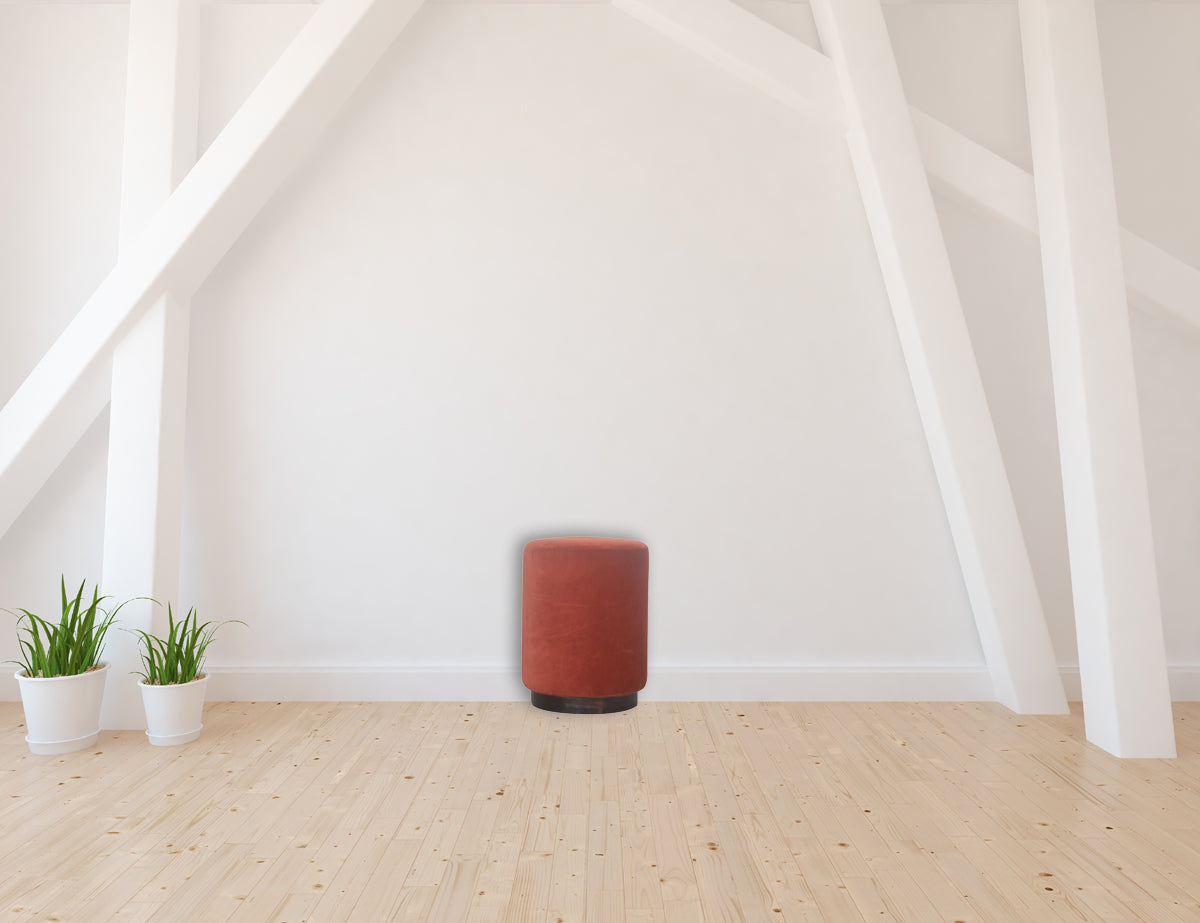 Brick Red Footstool with Gold Base