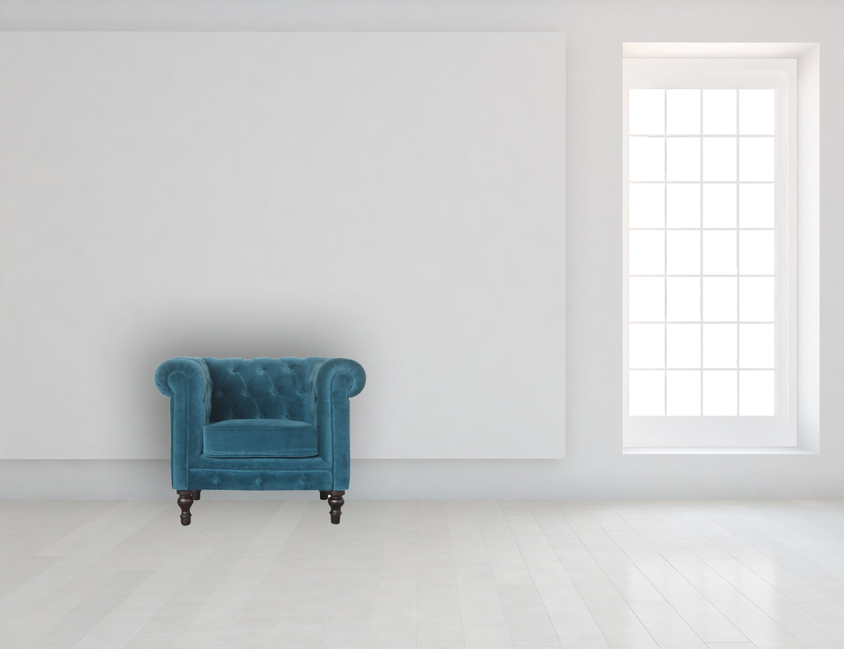 Teal Velvet Chesterfield Armchair