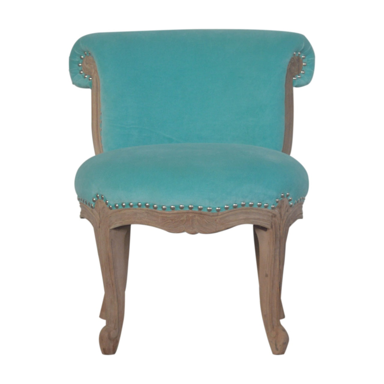 Aqua Velvet Studded Accent Chair