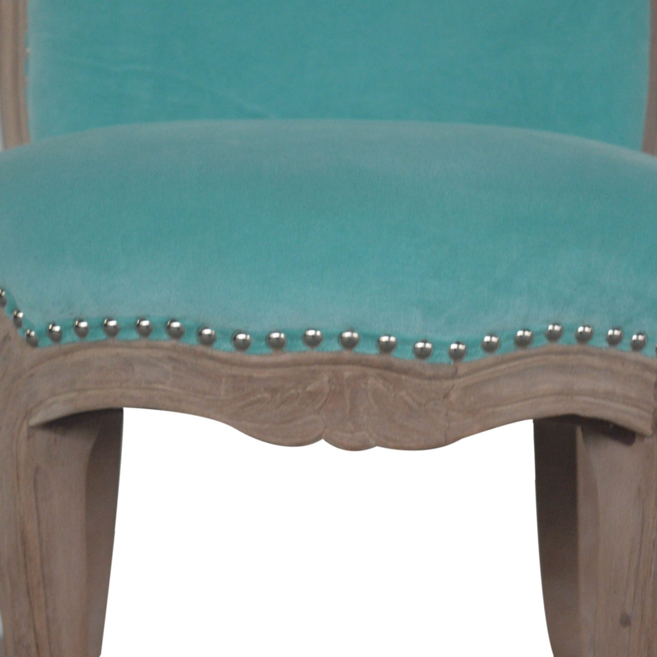 Aqua Velvet Studded Accent Chair