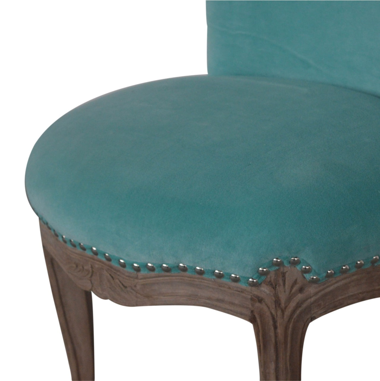 Aqua Velvet Studded Accent Chair