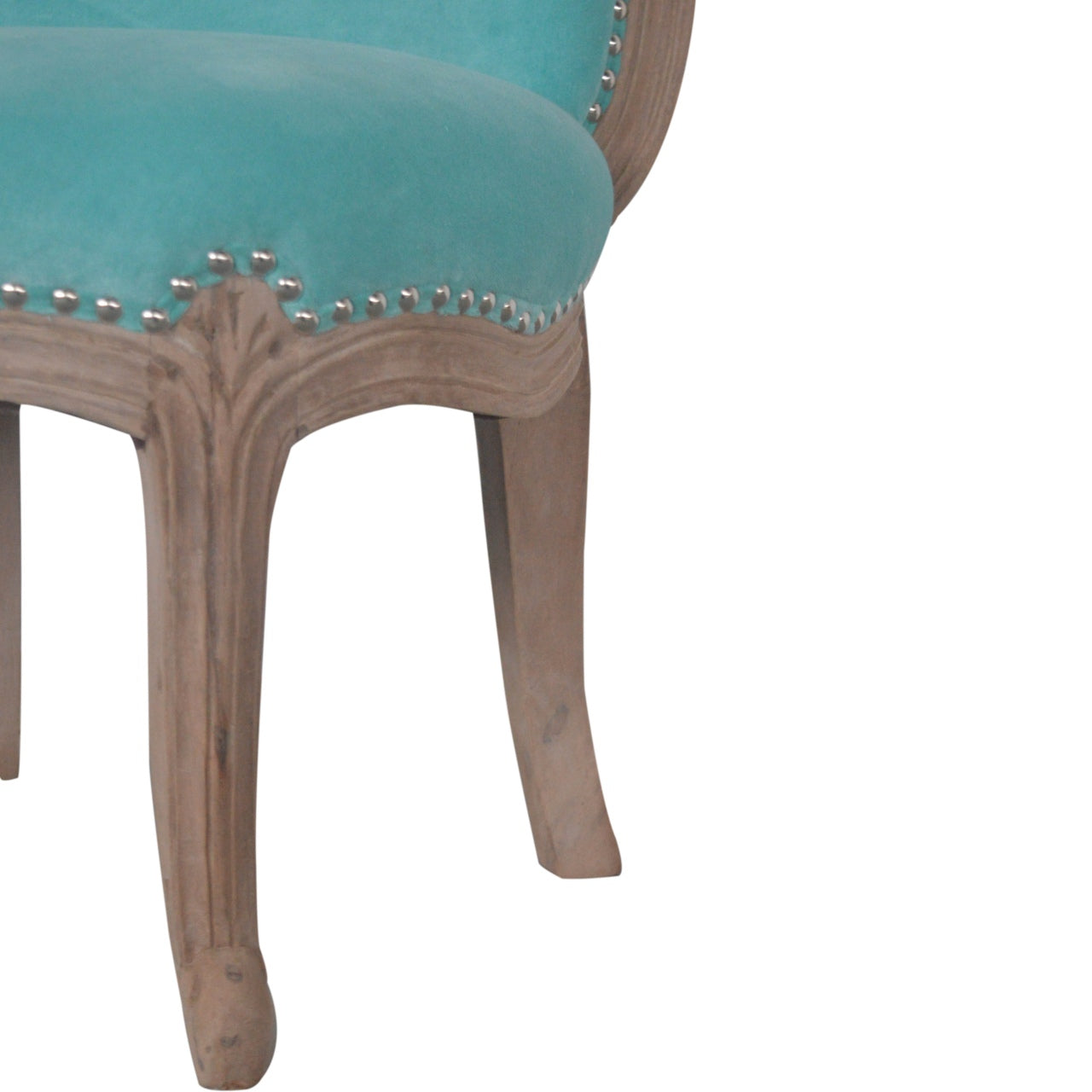 Aqua Velvet Studded Accent Chair