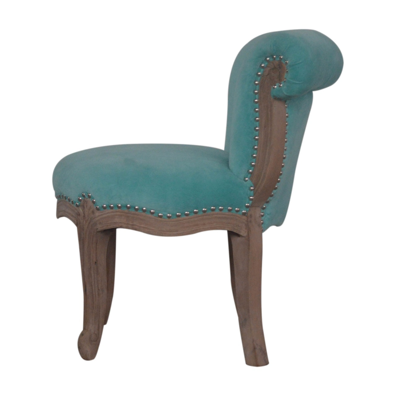 Aqua Velvet Studded Accent Chair