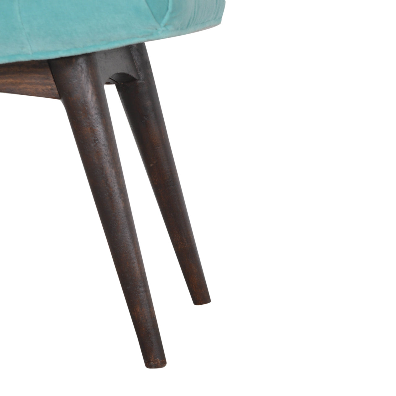Aqua Cotton Velvet Curved Bench Handmade Nordic Style Furniture