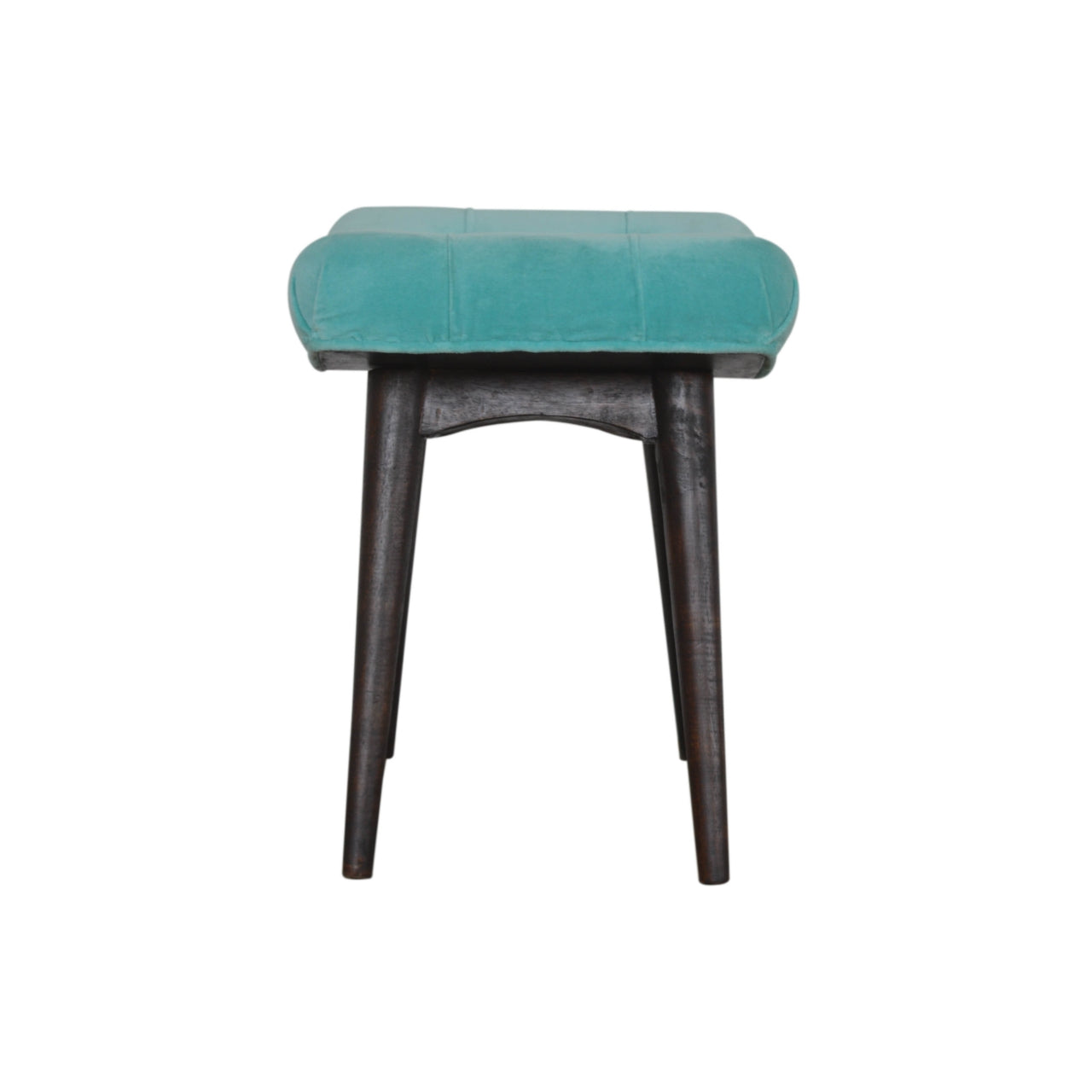 Aqua Cotton Velvet Curved Bench Handmade Nordic Style Furniture