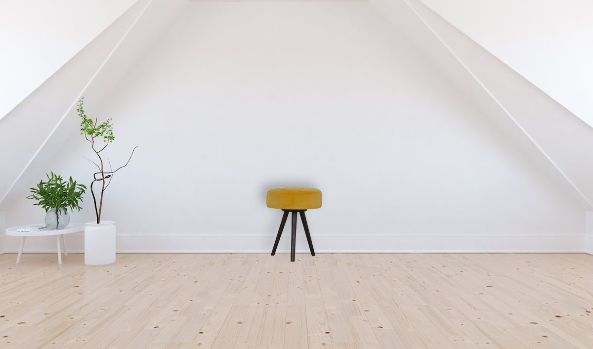 Mustard Velvet Tripod Footstool