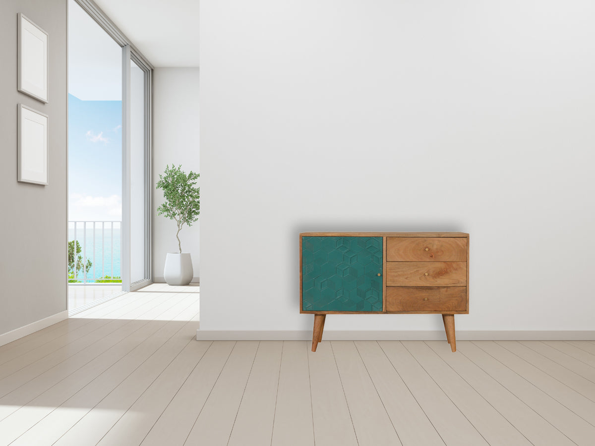 Acadia Teal Cabinet with Drawers