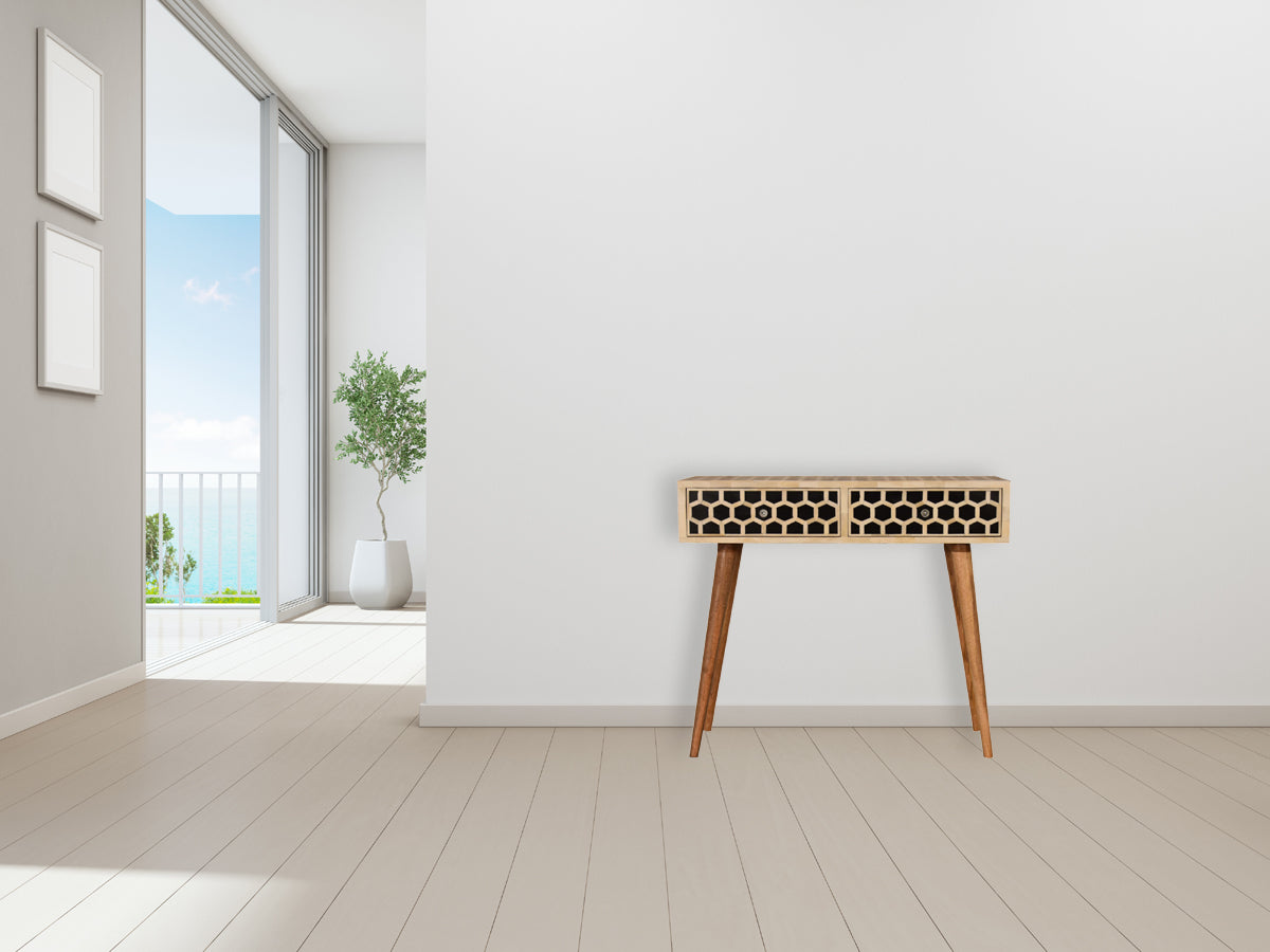 Honeycomb Bone Inlay Console Table