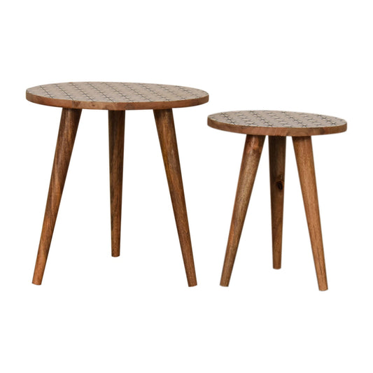 Prima Nesting Stools Footstool | Oak Mango Wood