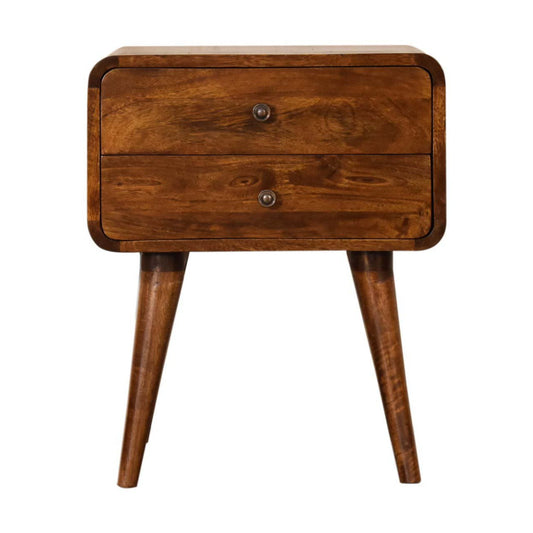 Curve Chestnut Cable Access Bedside Table