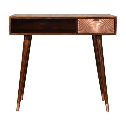 Manila Rose Gold Writing Desk | Chestnut Solid Mango Wood