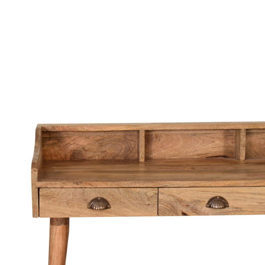 Gallery Back Cable Writing Desk | Oak Solid Mango Wood