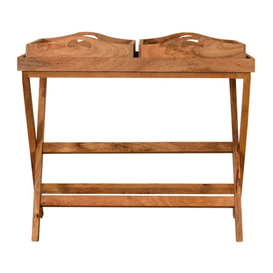 Prima Butler Tray Table Accent Piece | Oak Mango Wood
