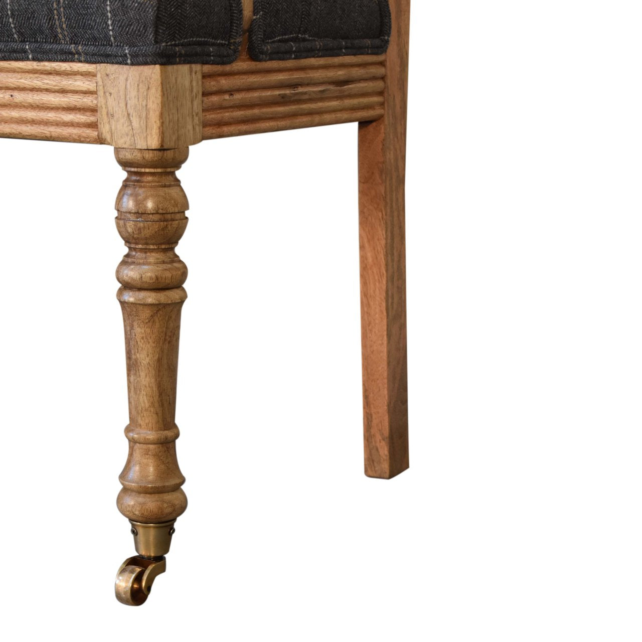 Pewter Deep Button Hallway Bench Made of 100 Percent Solid Mango Wood