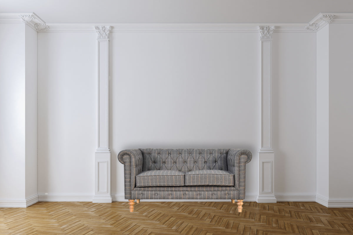 Pewter Tweed 2 Seat Chesterfield Sofa