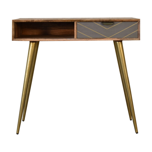 Cement Brass Cable Writing Desk | Oak-Ish Mango Wood