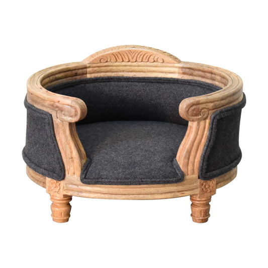 Carved Battleship Tweed Pet Bed | Hand-Carved