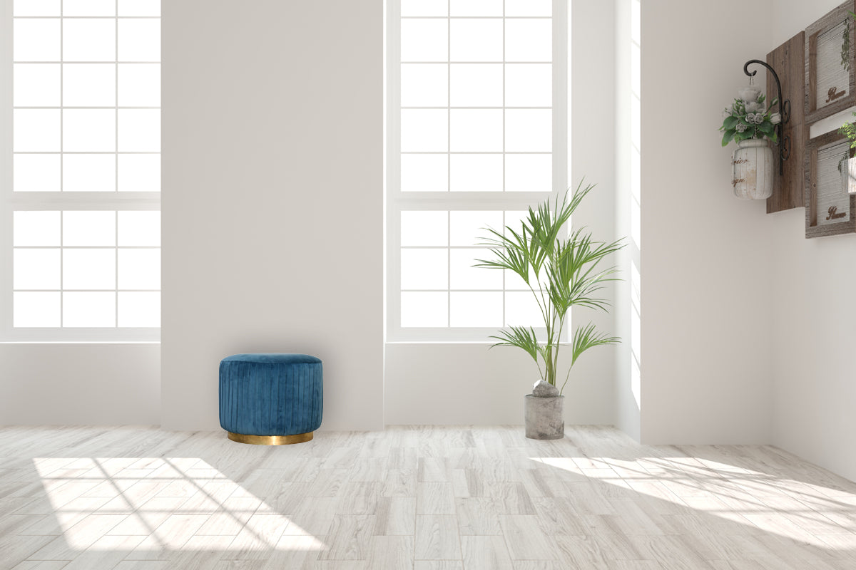 Teal Velvet Pleated Footstool