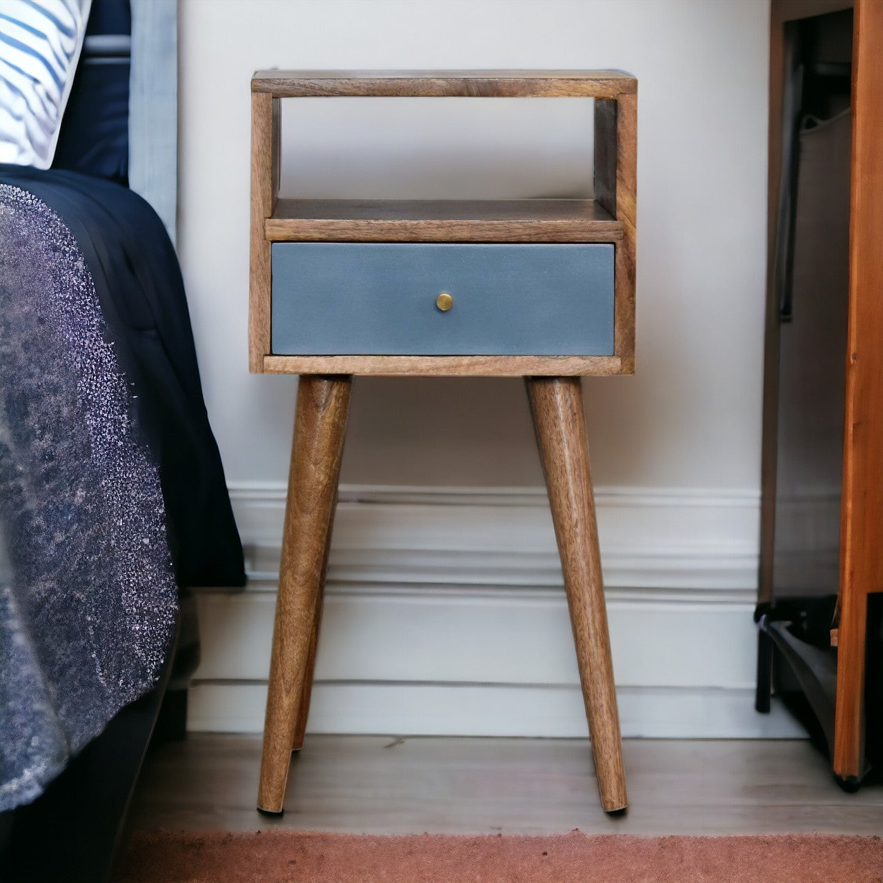 Mini Blue Hand Painted Bedside