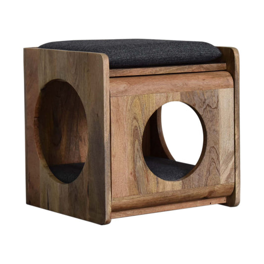 Round Cut-out Pet Bed with Seat Pad | Tweed