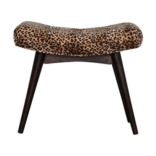 Leopard Print Curved Bench | Cotton Velvet