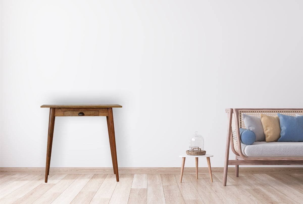 Mini Nordic Style Writing Desk | Oak Solid Mango Wood