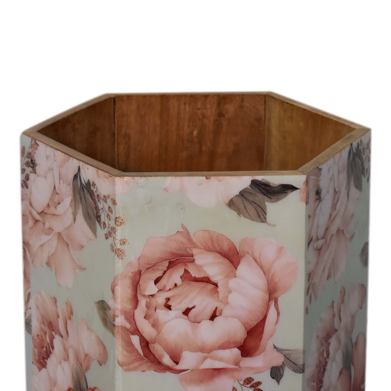 Hexagonal Pink Floral Umbrella Stand