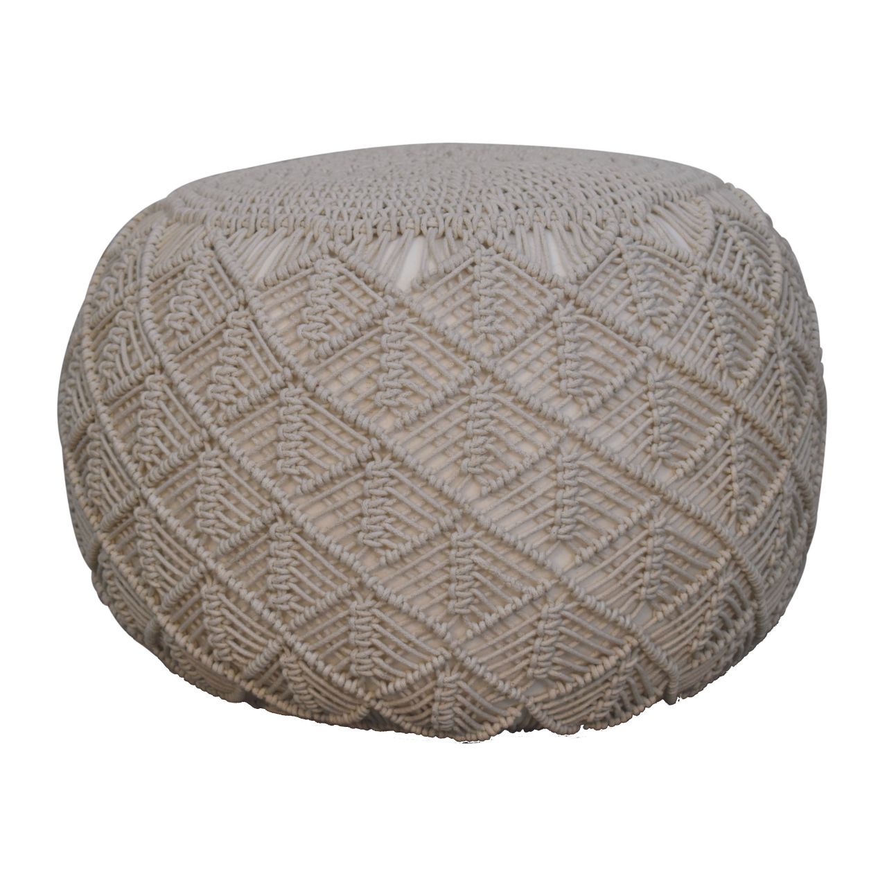 Ansley Cream Knitted Pouffe for Elegant Living Room Decor