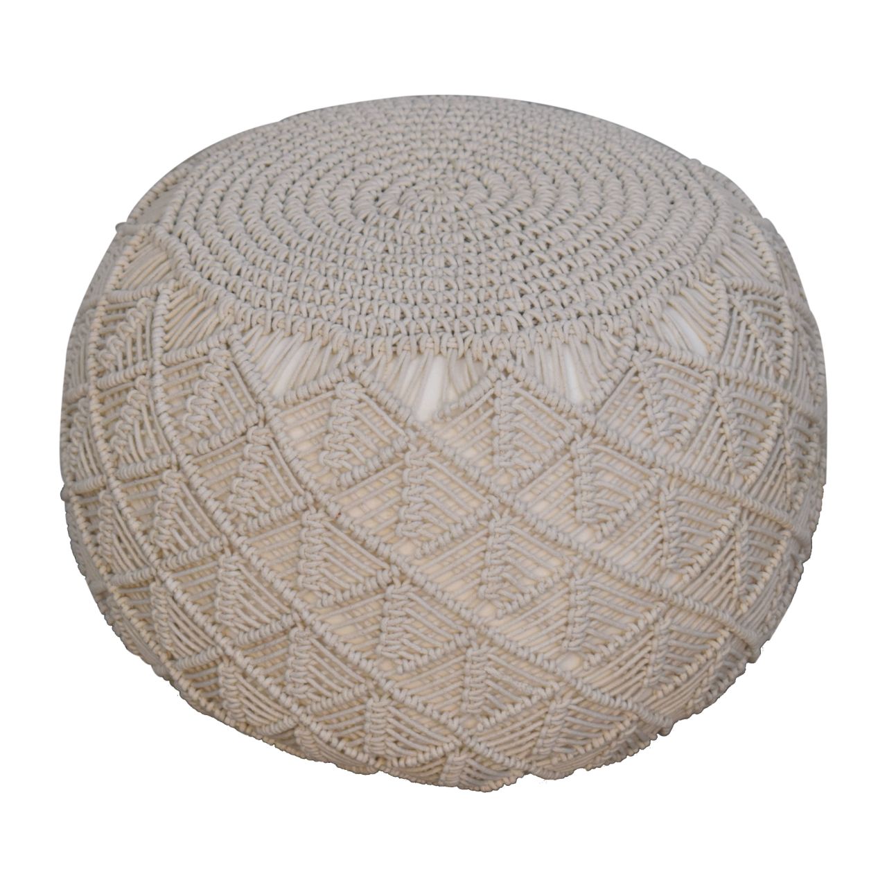 Ansley Cream Knitted Pouffe for Elegant Living Room Decor