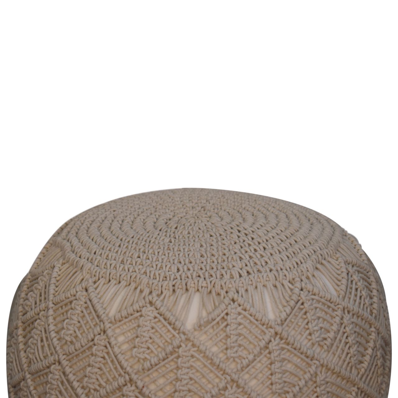 Ansley Cream Knitted Pouffe for Elegant Living Room Decor