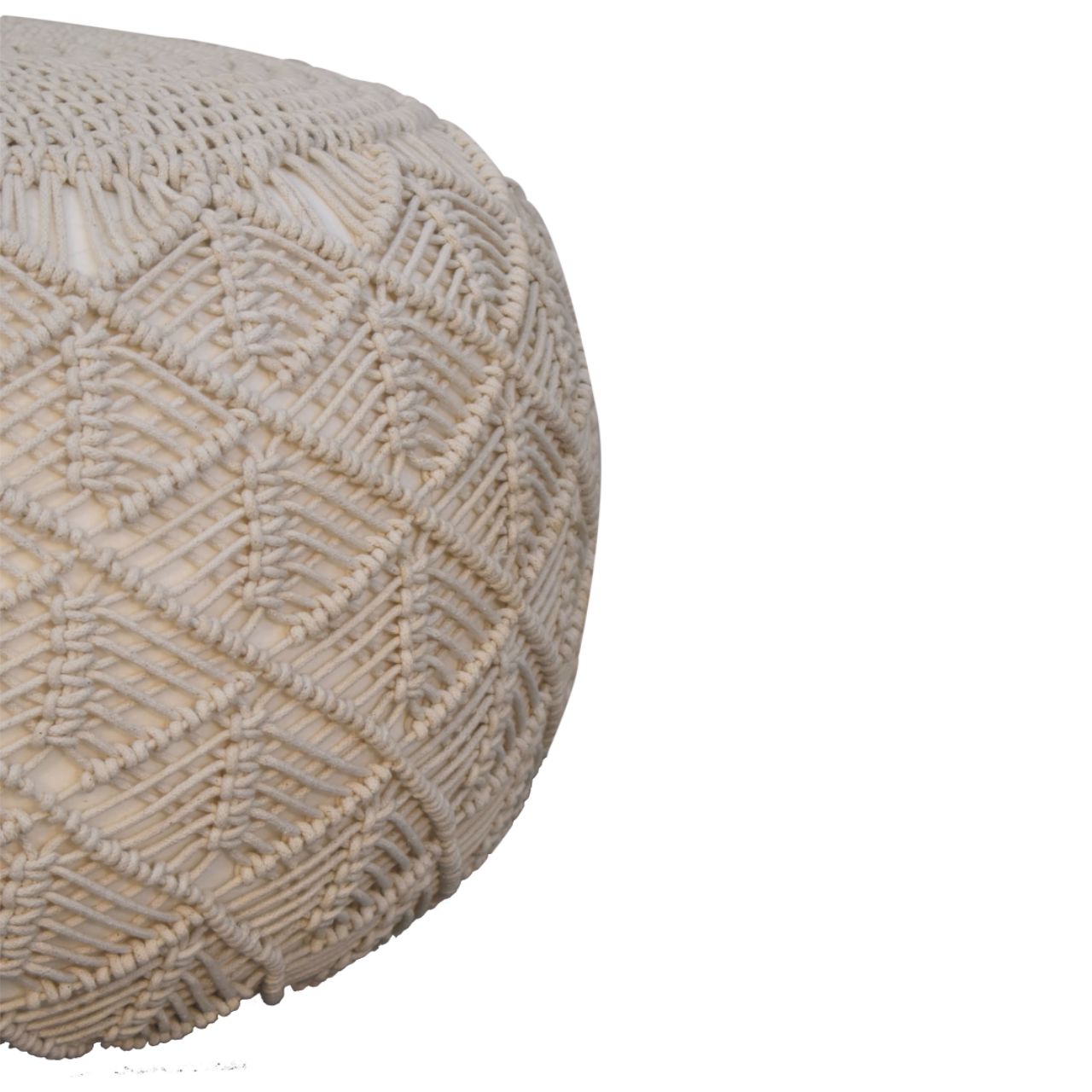 Ansley Cream Knitted Pouffe for Elegant Living Room Decor