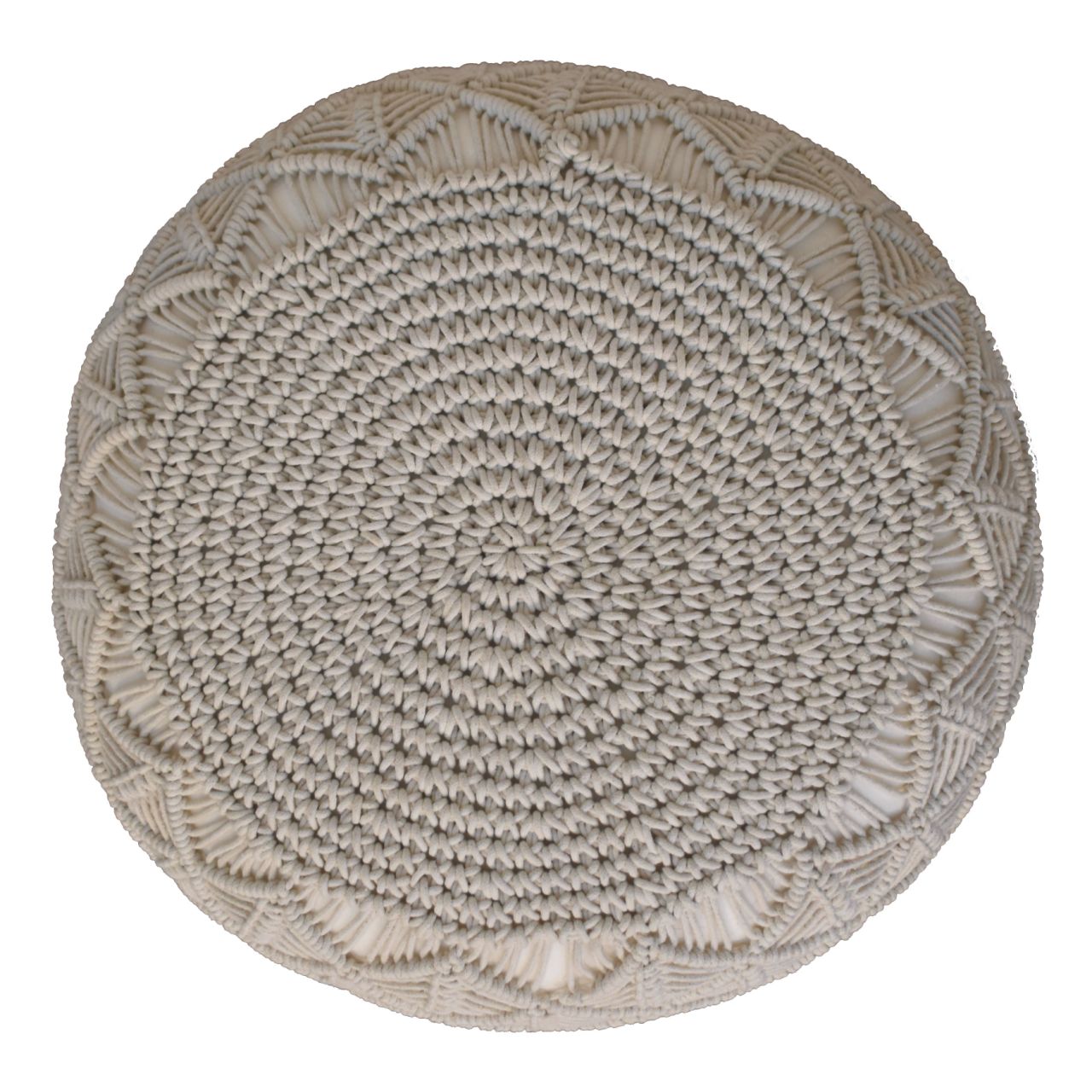 Ansley Cream Knitted Pouffe for Elegant Living Room Decor