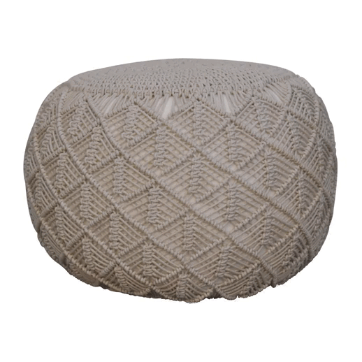 Ansley Cream Knitted Pouffe for Elegant Living Room Decor