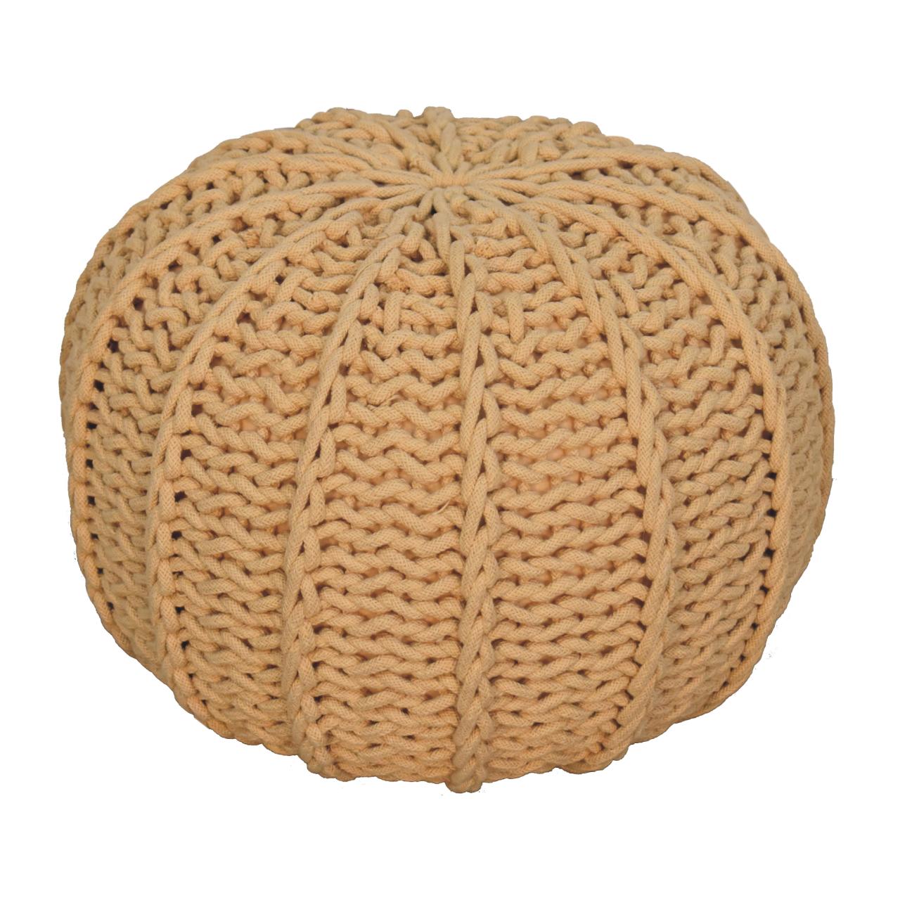 Brown Cable Pouffe Handmade Bohemian Home Decor Accessory