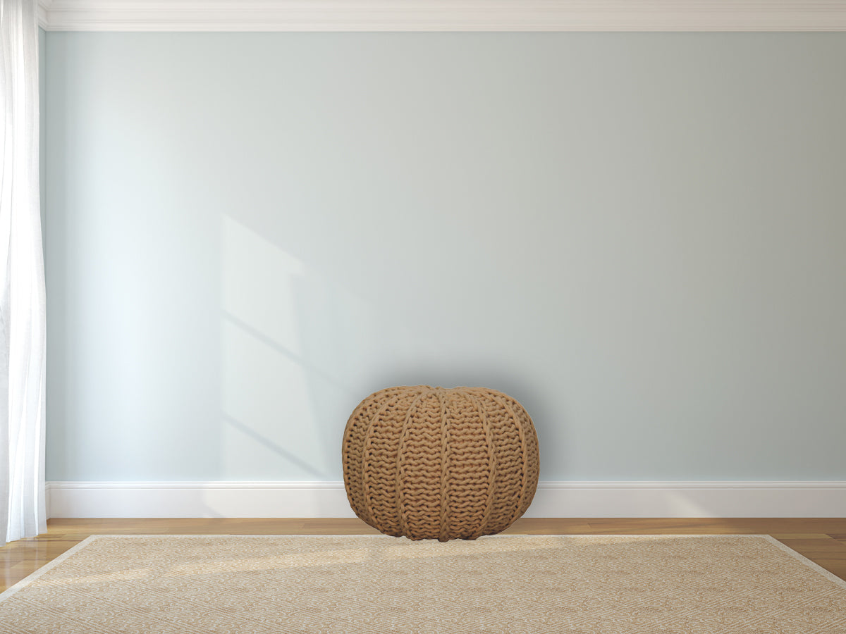 Brown Cable Pouffe Handmade Bohemian Home Decor Accessory
