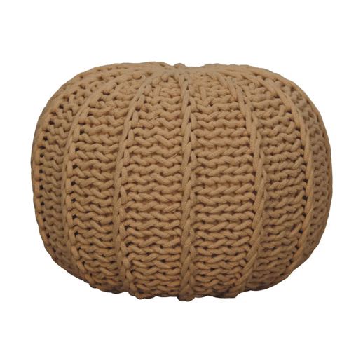 Brown Cable Pouffe Handmade Bohemian Home Decor Accessory