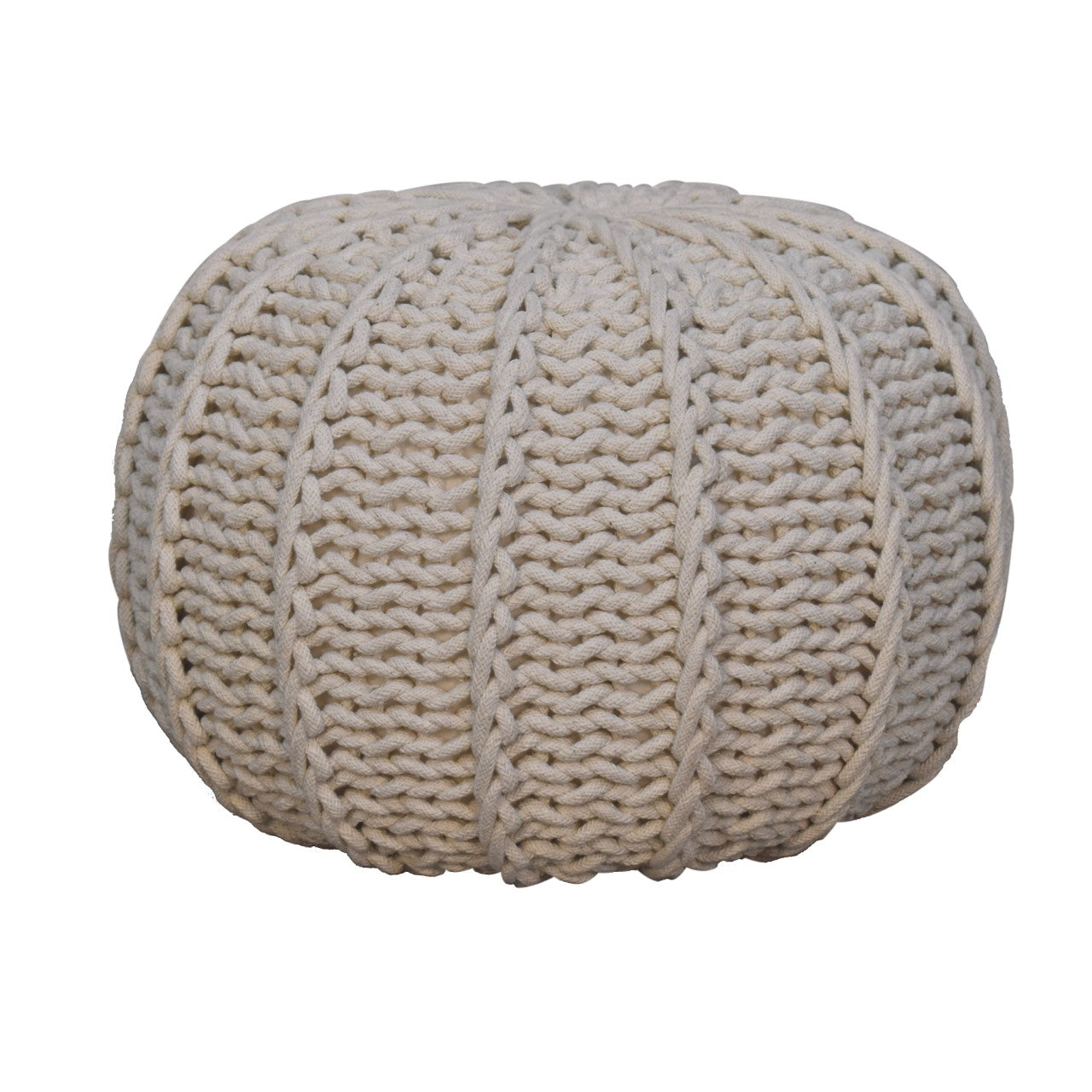 Cream Cable Pouffe Stylish Knitted Design for Home Decor