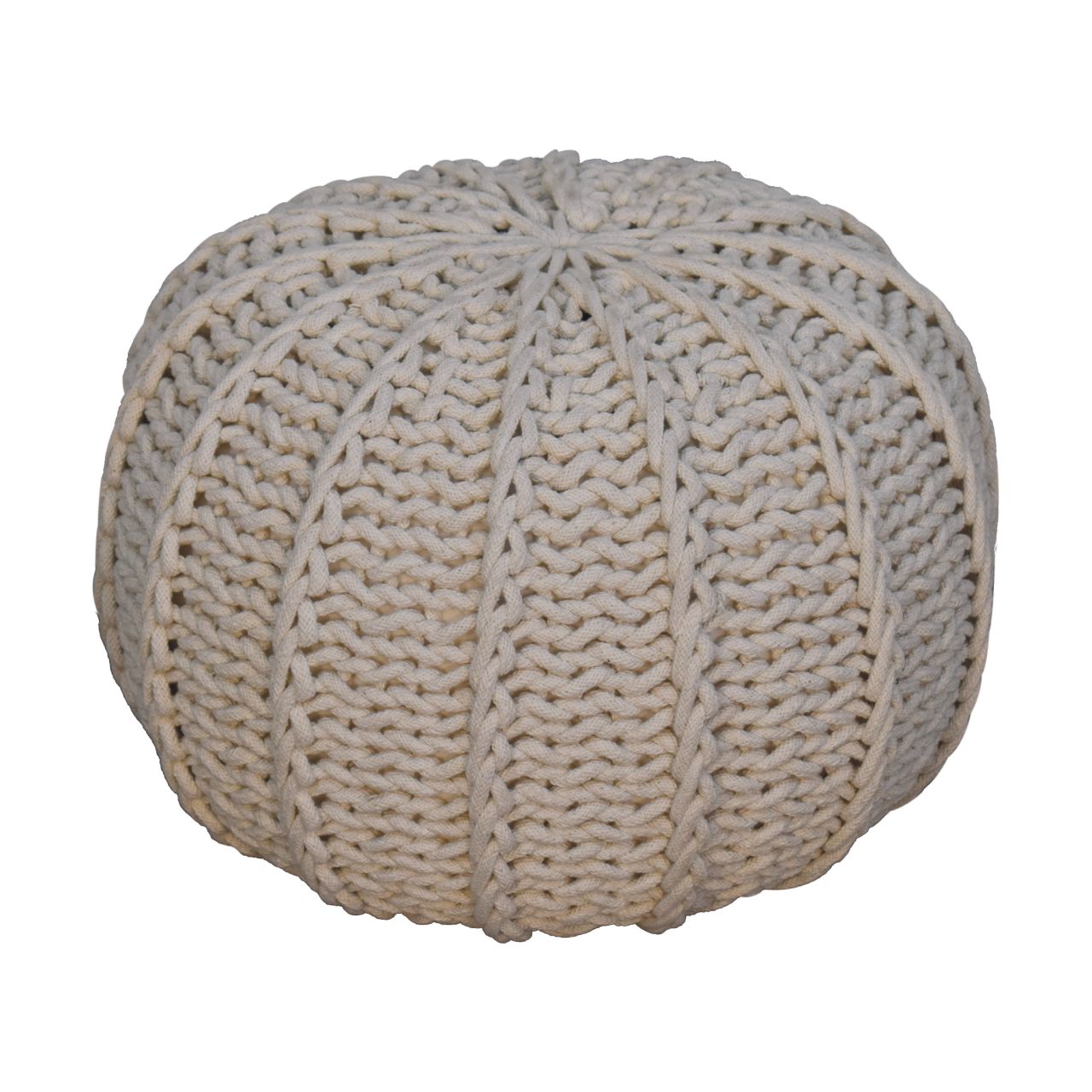Cream Cable Pouffe Stylish Knitted Design for Home Decor