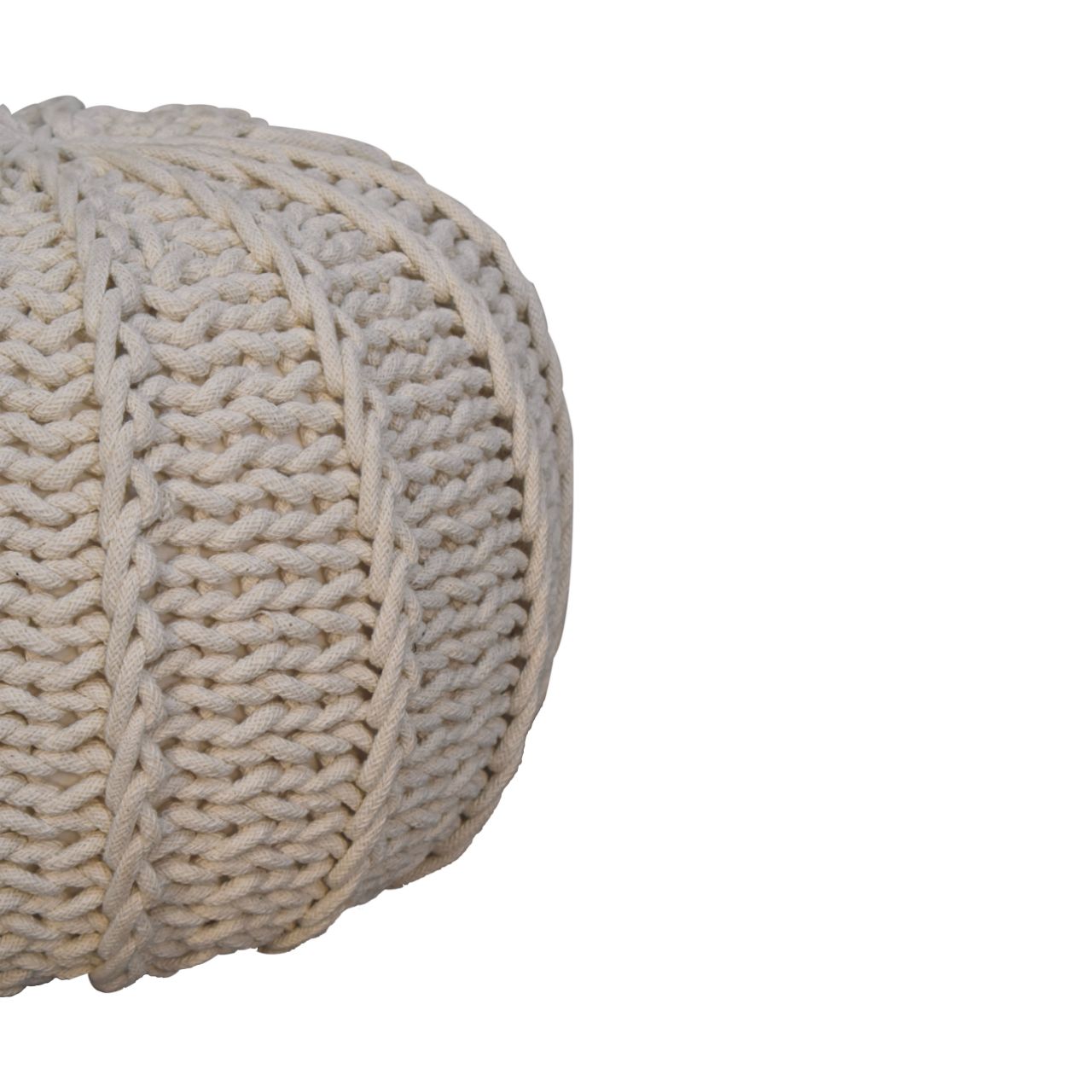 Cream Cable Pouffe Stylish Knitted Design for Home Decor