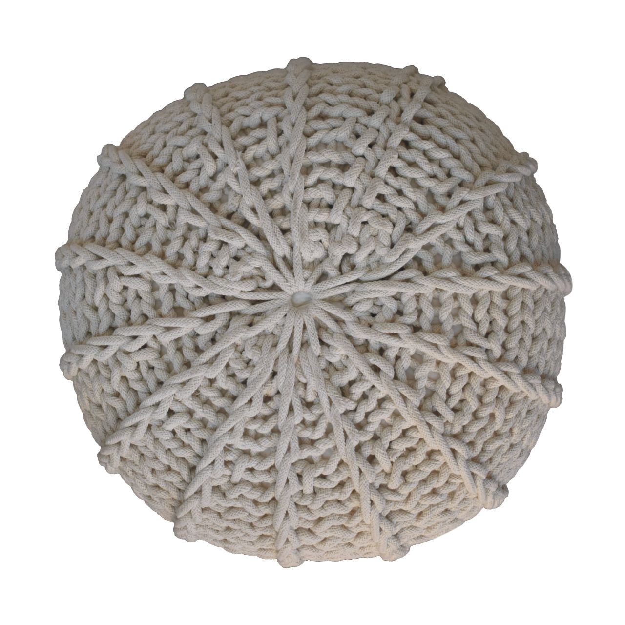 Cream Cable Pouffe Stylish Knitted Design for Home Decor