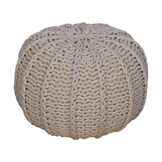 Cream Cable Pouffe Stylish Knitted Design for Home Decor