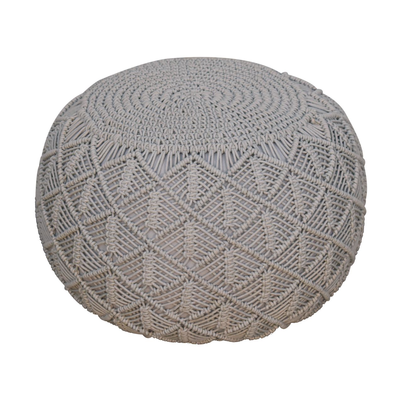 Ansley Grey Knitted Pouffe Multifunctional Home Decor Accent