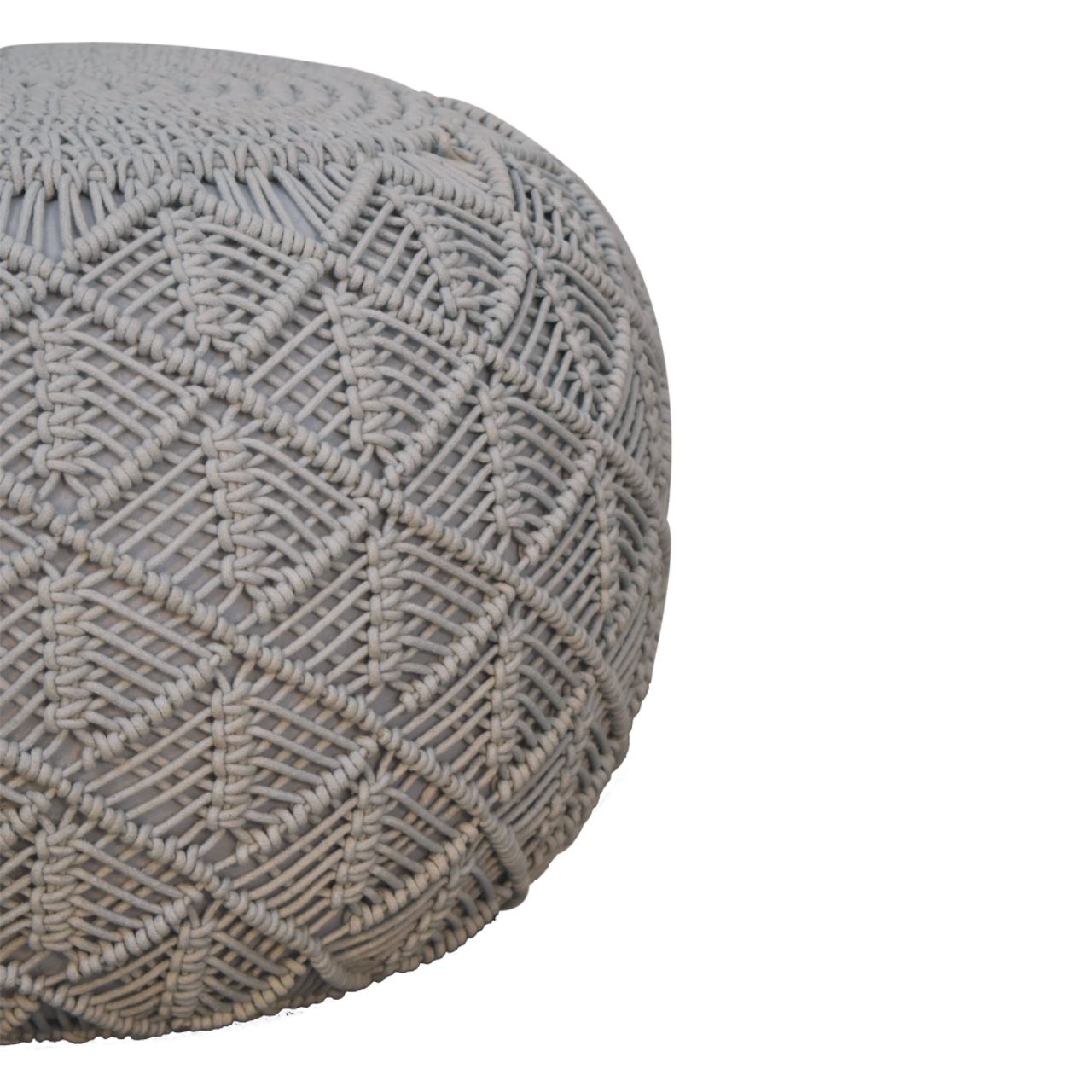 Ansley Grey Knitted Pouffe Multifunctional Home Decor Accent